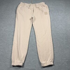 H&M Sweatpants Mens L Beige Slim Fit Joggers Elastic Waist Fleece Lining Pockets